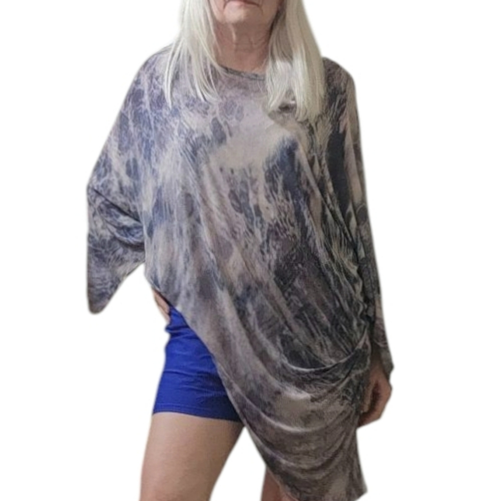 Johnny Was X Biya Watercolor Asymetrical Beachy Kaftan Sz M Grey Lavender